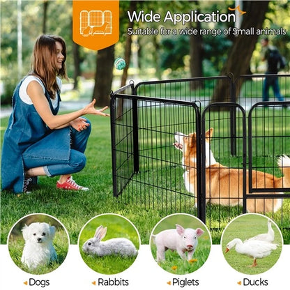 8 Panel Dog Playpen Metal Pet Pen Heavy Duty Indoor/Outdoor Fence 60cm Black