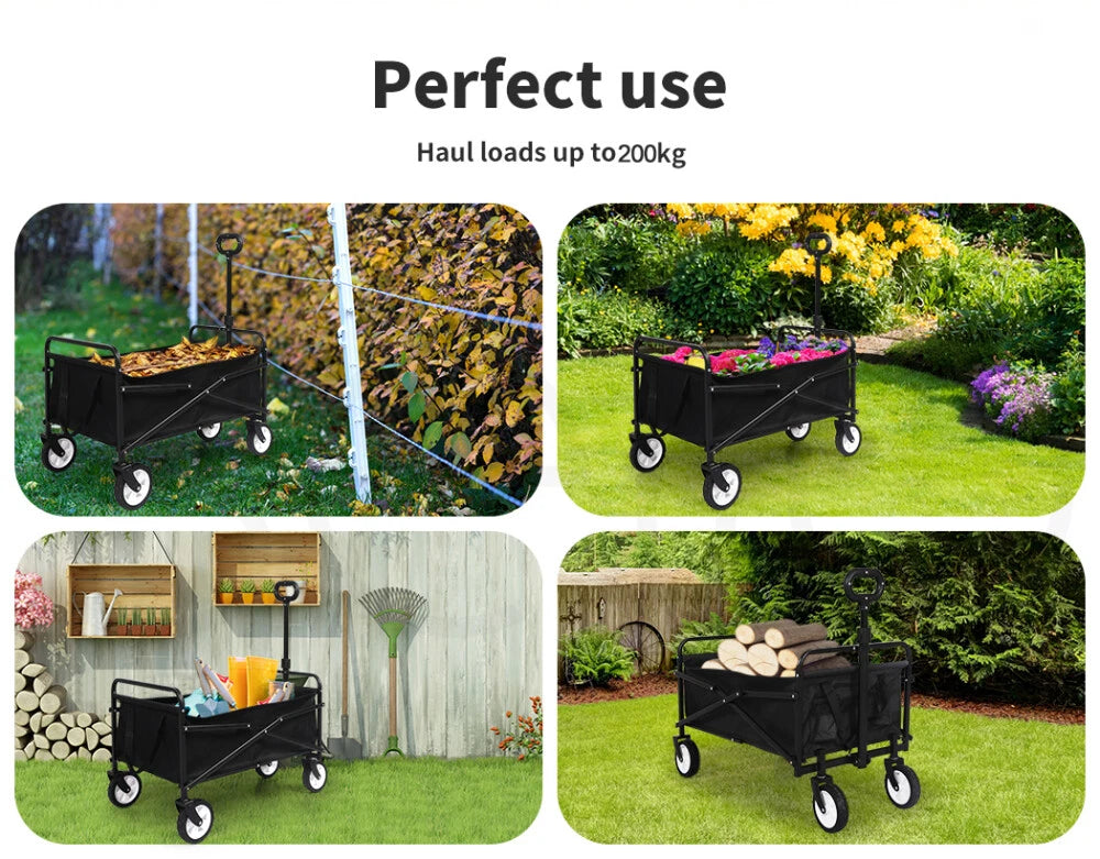 200KG Heavy Duty Garden Camping Beach Cart  Festival Trolley Wagon Cart Foldable