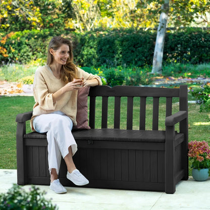 Garden Bench Plastic Storage Patio 265L Anthracite Grey Seat Durable