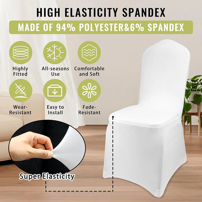10/50/100x Chair Covers Dining Spandex Slip Seat Cover Wedding Flat Anniversary