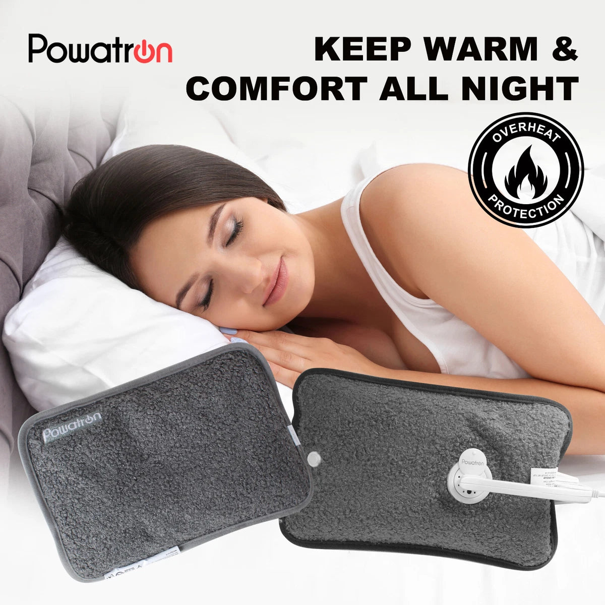 Electric Hot Water Bottle Rechargeable Sherpa Teddy Fabric Hand Warmer Heat Pad