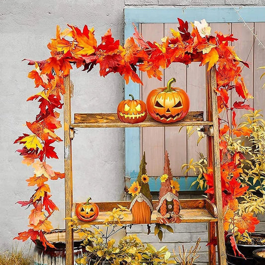175cm Artificial Autumn Fall Maple Leaves Garland Hanging Plant Home Party Decor