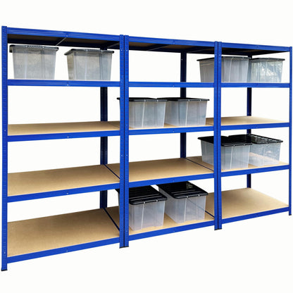 5 Tier Heavy Duty Garage Shelving Unit 3 Bay - 179x90x60 cm - 200kg UDL Per Shelf (1000kg Per Bay)
