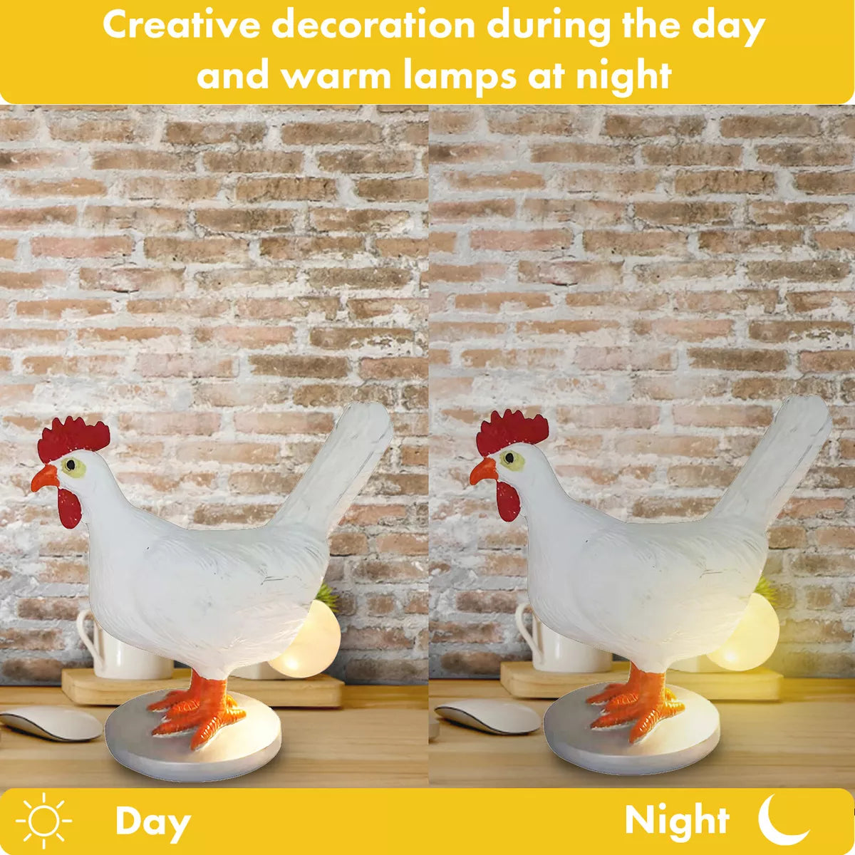 USB Chicken Desk Lamp Simulation Resin Hens Lay Eggs Lamps Funny Home Decoration