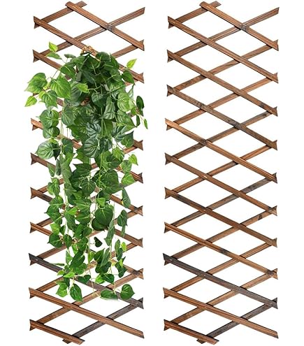 3X Garden Gardeners Dark Wood Coloured Wooden Expanding Expandable trellis 6x2f