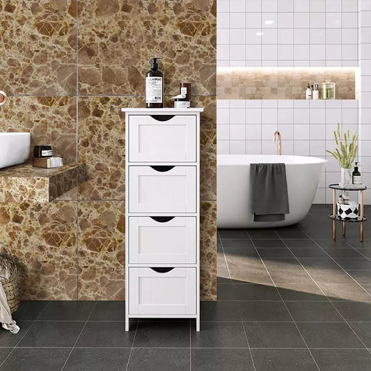 Bathroom Wood Cabinet Storage 4 Drawers Free Standing Cupboard Unit