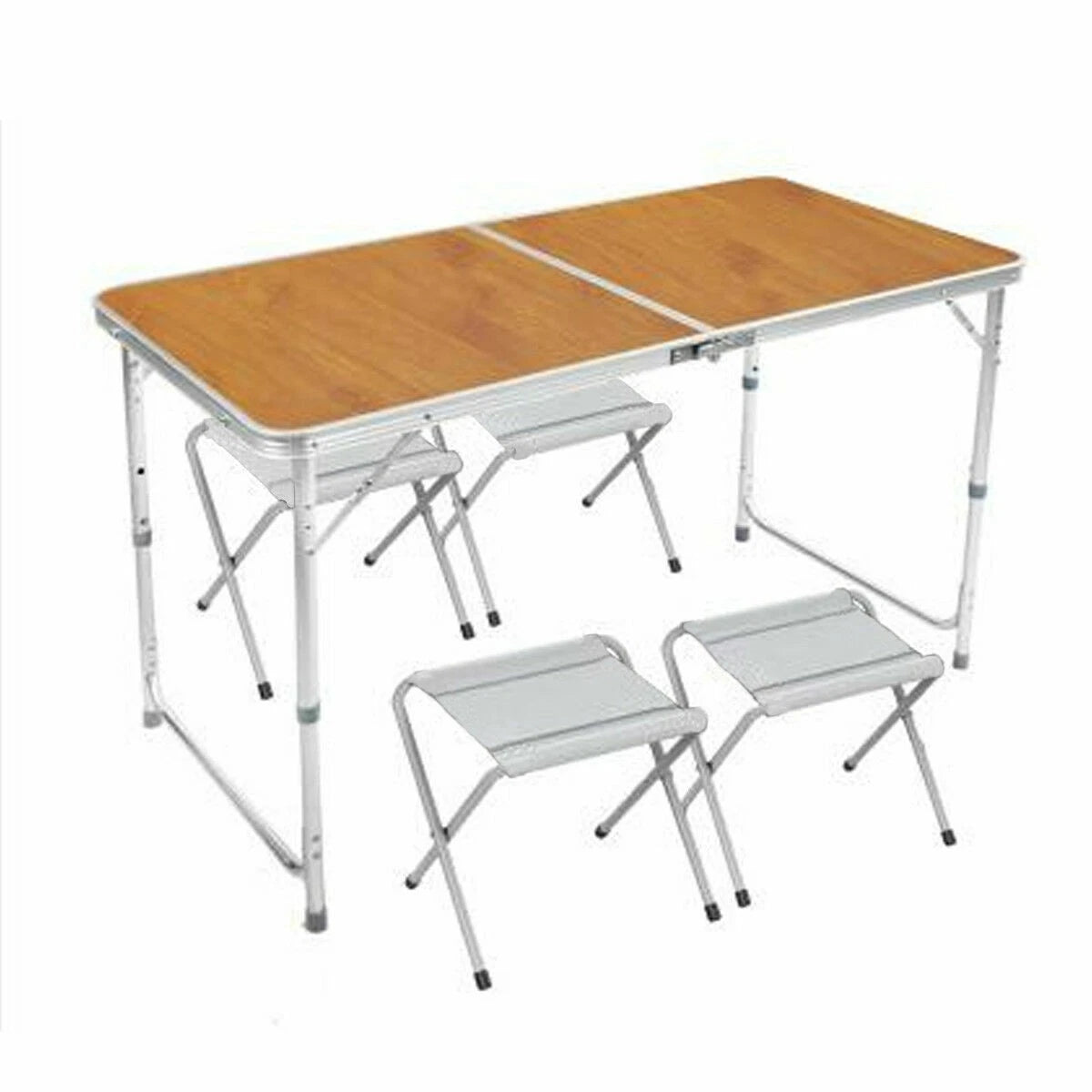 OUTDOOR FOLDABLE PICNIC TABLE & 4 STOOL SET PORTABLE CAMPING GARDEN INDOOR
