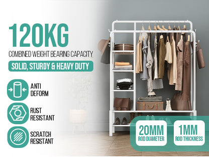 Heavy Duty Double Clothes Rail Hanging Rack Garment Display Stand Open Wardrobe Upgraded