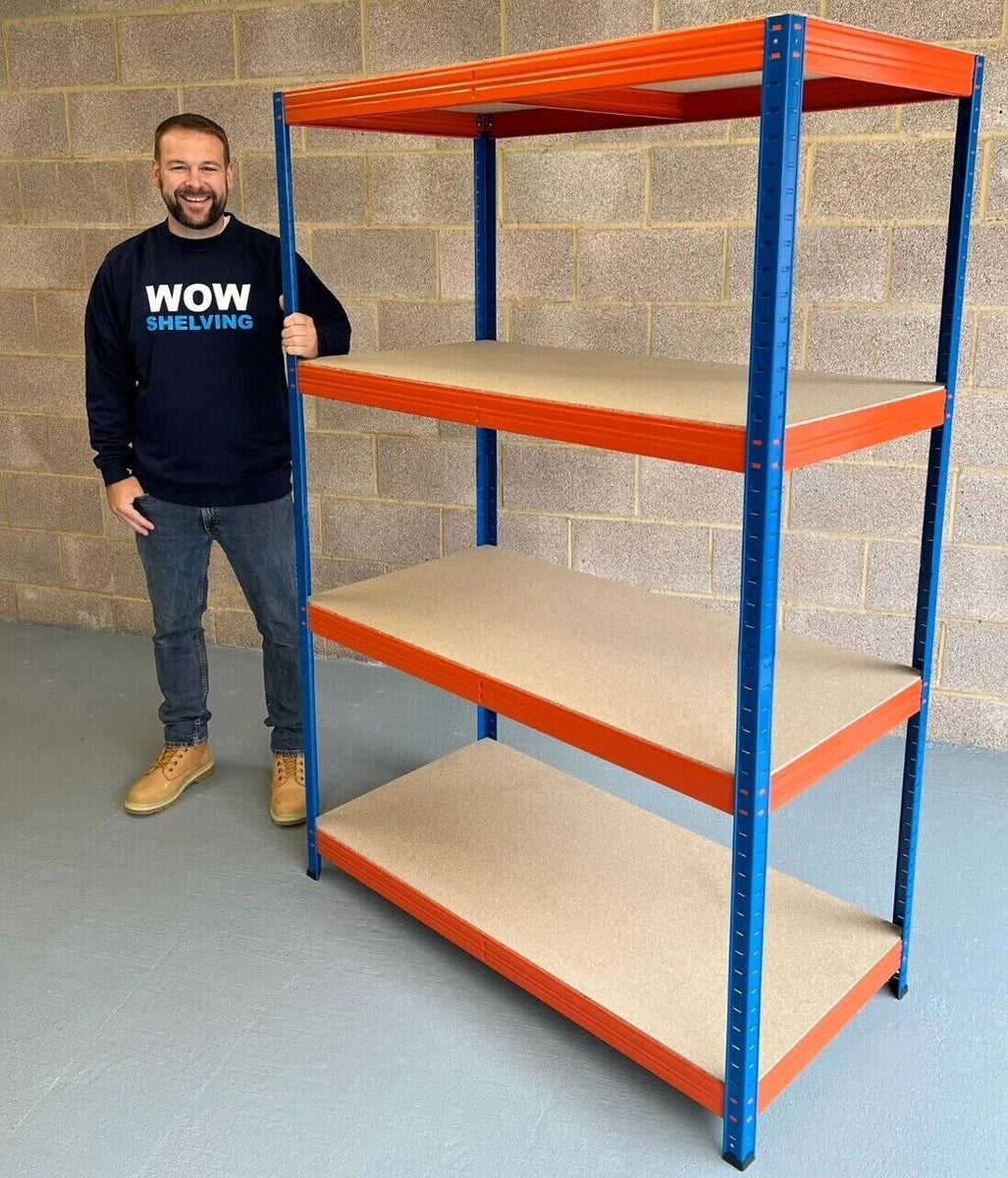 4 Tier Industrial Warehouse Racking Shelving 300kg/ Shelve Extra Heavy Duty Storage Thick Post & Shelves 150H x180L x45Wcm