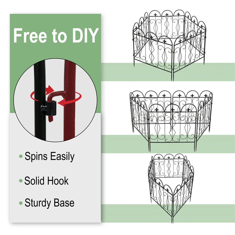5 Garden Fence Panels Pet Animal Barrier Fence Dog Rabbits Defense Ground Border