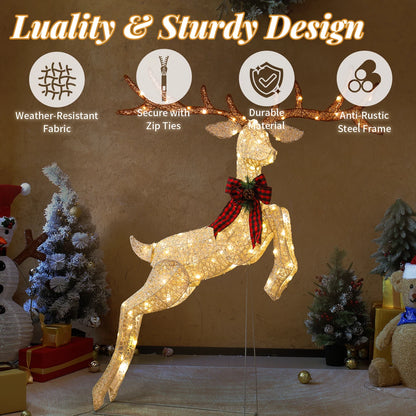 5FT Lighted Jumping Reindeer Christmas Decorations w/100 LED for Xmas Outdoor UK