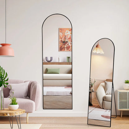 Large Arch Mirror Full Length, Big Arched Metal Standing Full Body Floor Mirror