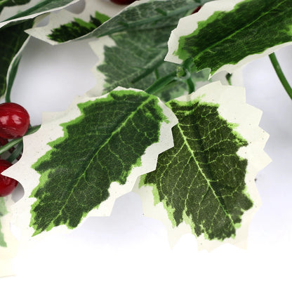 2M Christmas Garland Holly Leaf Red Berries Winter Fireplace Hanging Party Decor