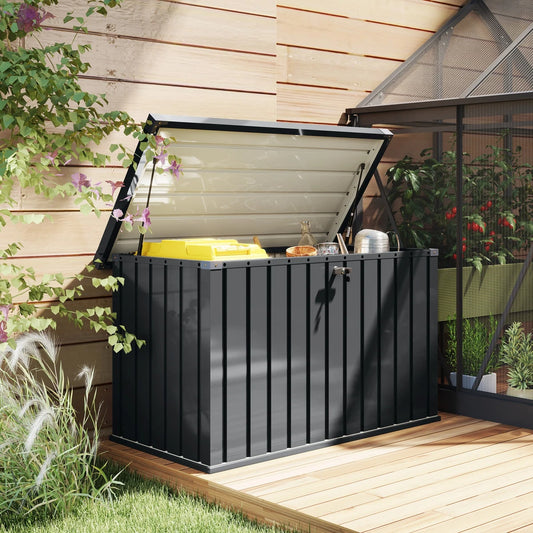 400L Waterproof Metal Outdoor Storage Box with Lock and Keys