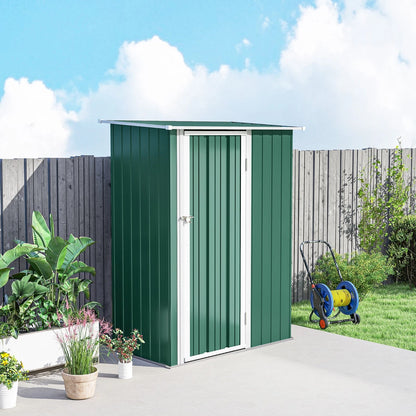 Outdoor Storage Shed Steel Garden Shed w/ Lockable Door Green