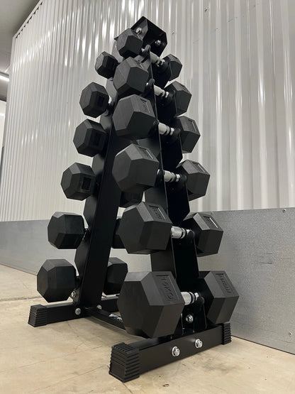 Hex Dumbbells 2.5-15kg Set with Vertical Rack Stand Storage Dumbbell Weights Set