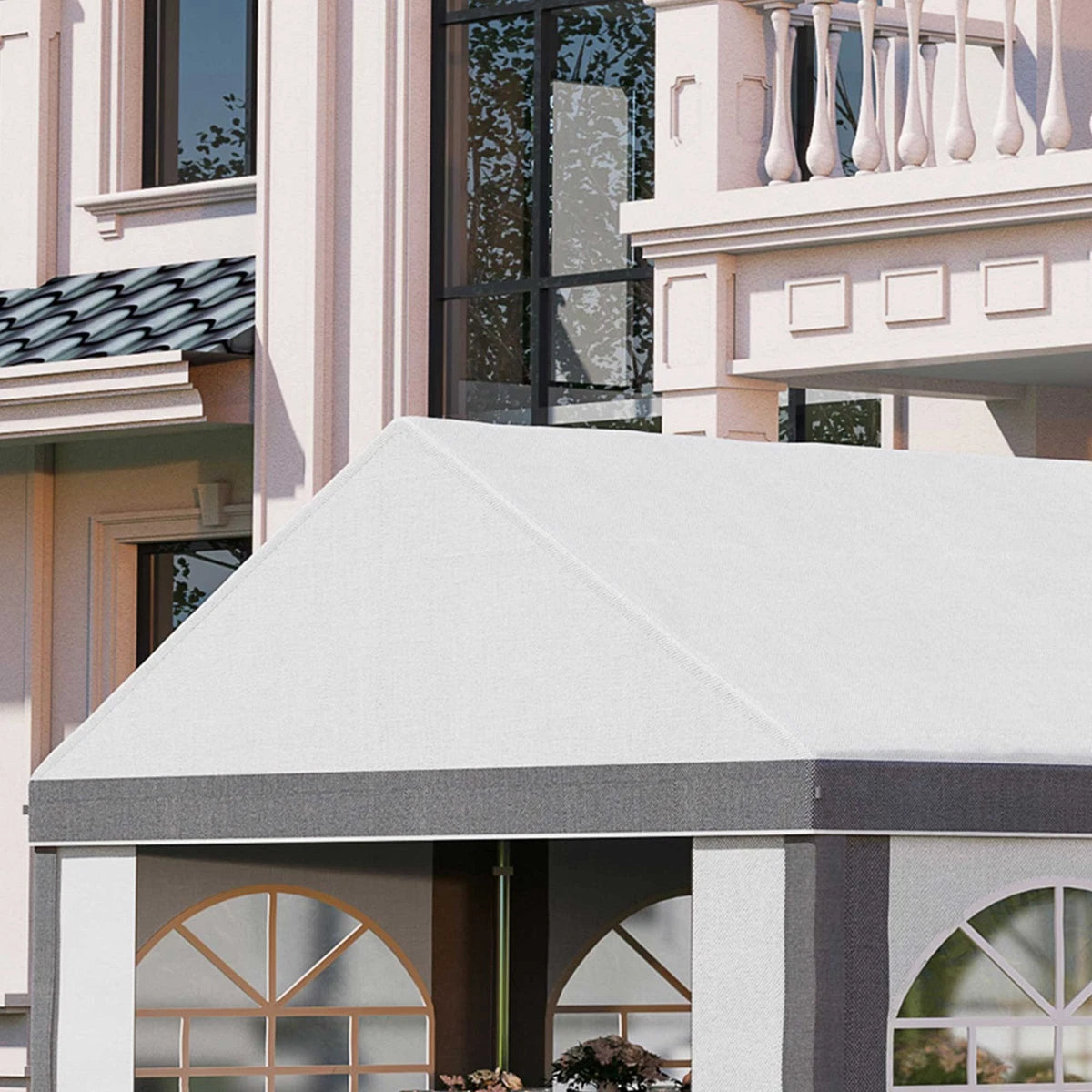 8x4m Party Tent, Marquee Gazebo with Sides, Windows and Double Doors