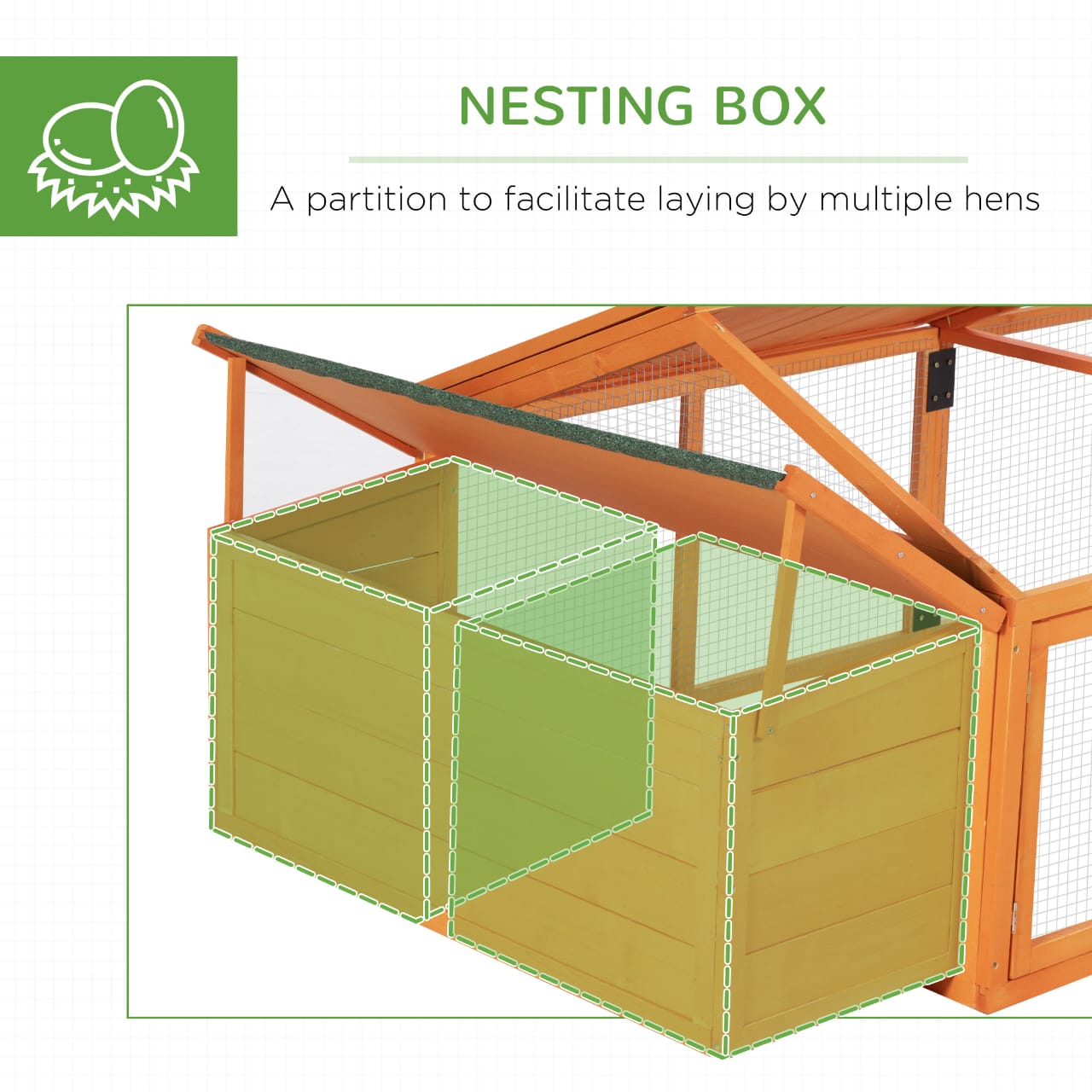 Wooden Chicken Coop with Nesting Box, Openable Roof for 4-8 Chickens