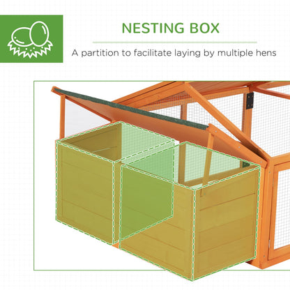 Wooden Chicken Coop with Nesting Box, Openable Roof for 4-8 Chickens