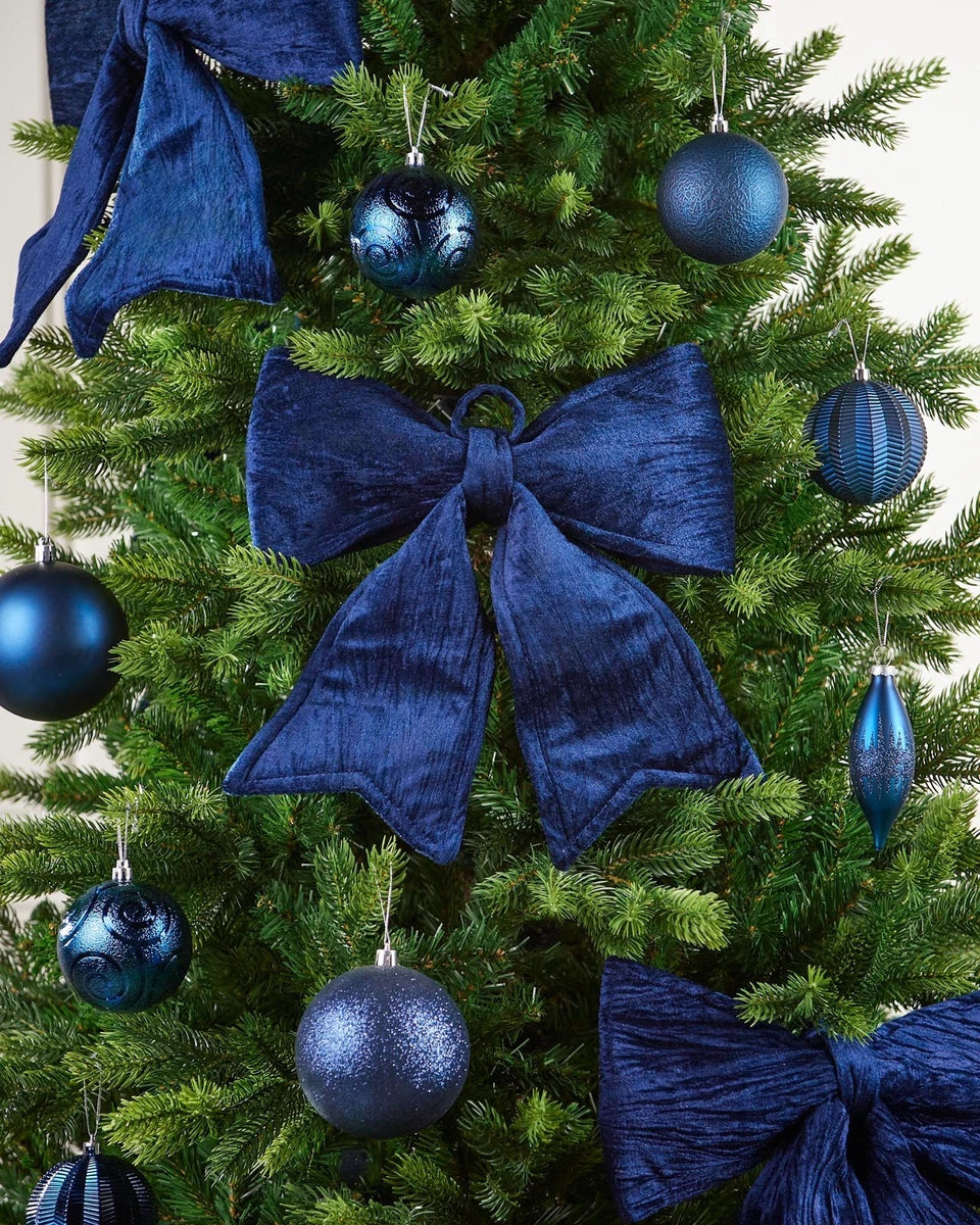 30cm Navy Velvet Christmas Bow – XMAX decoration
