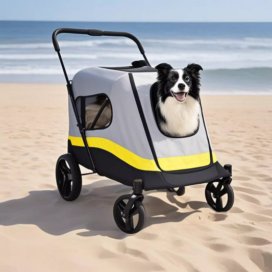 Premium Dog Trolley Large Pet Jogging Carriage Stroller with Safe Leash & Wheels