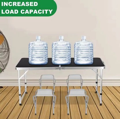 OUTDOOR FOLDABLE PICNIC TABLE & 4 STOOL SET PORTABLE CAMPING GARDEN INDOOR