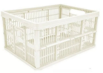 32L Collapsible Plastic Storage Crate Box Stackable Office Garage Assorted UK