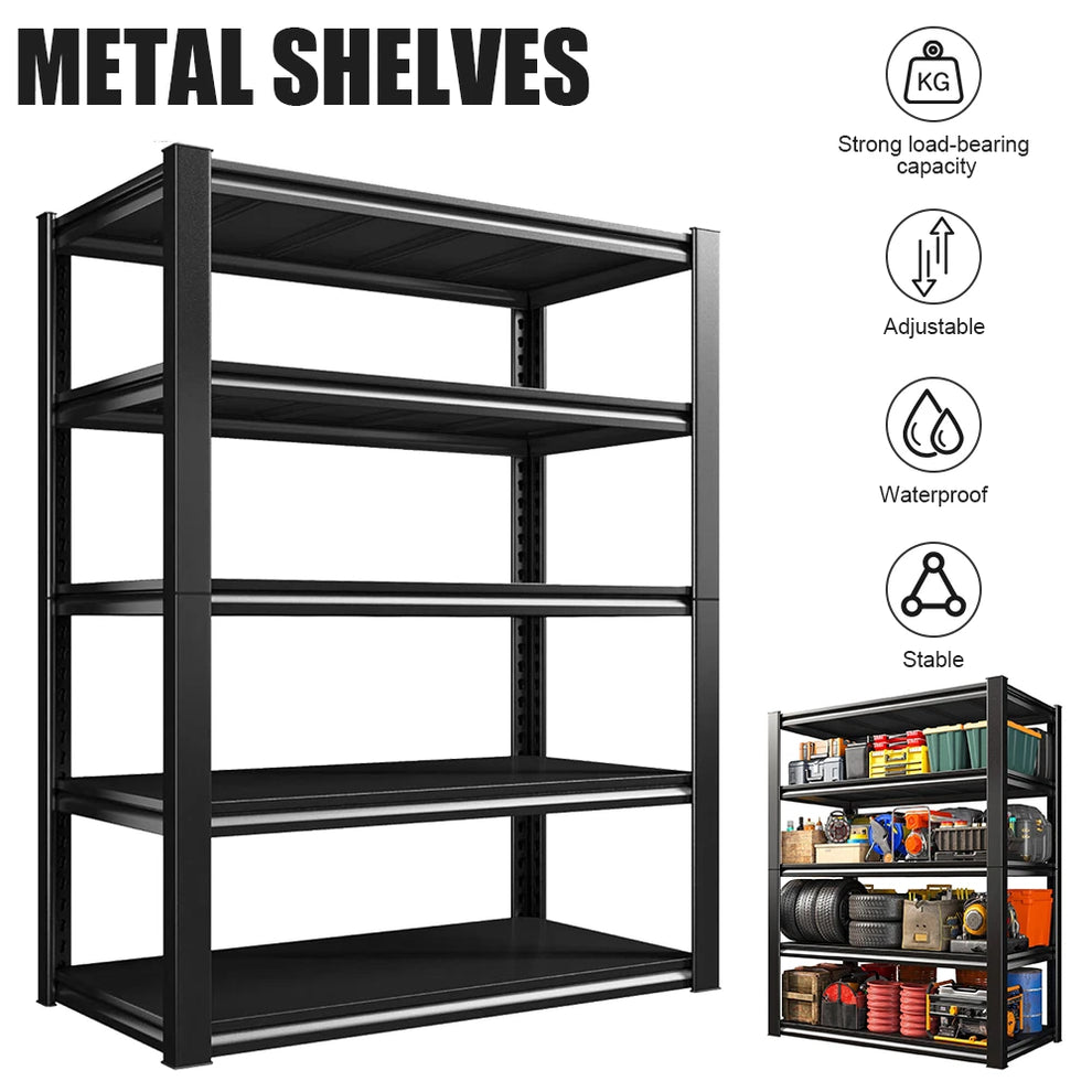 5 Tier Boltless Garage Storage Shelving Steel Racking 198x120x50cm UK