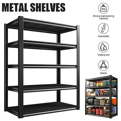 5 Tier Boltless Garage Storage Shelving Steel Racking 198x120x50cm UK