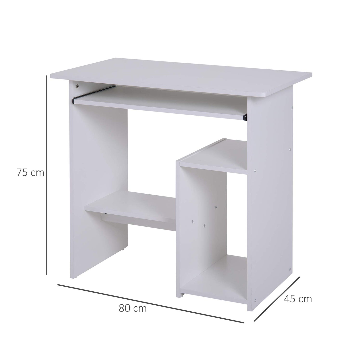 Wooden Desk Keyboard Tray Storage Shelf Modern Corner Table Home Office White