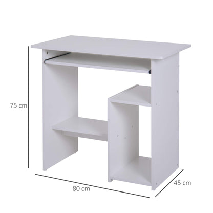 Wooden Desk Keyboard Tray Storage Shelf Modern Corner Table Home Office White