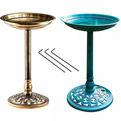 Outdoor Patio Garden Bird Bath Traditional Ornament Pedestal Birds Water Bowl