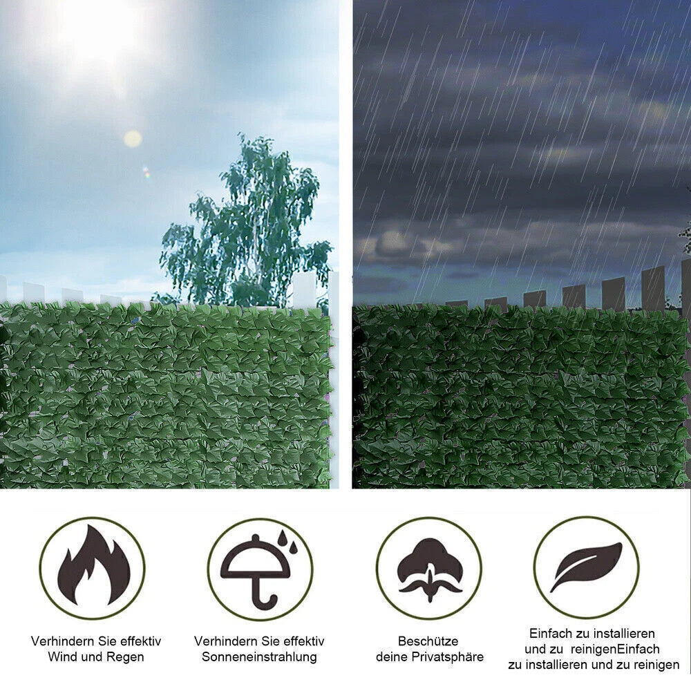 2x3m Artificial Hedge Fake Ivy Leaf Garden Fence Privacy Screening Roll Wall Panel