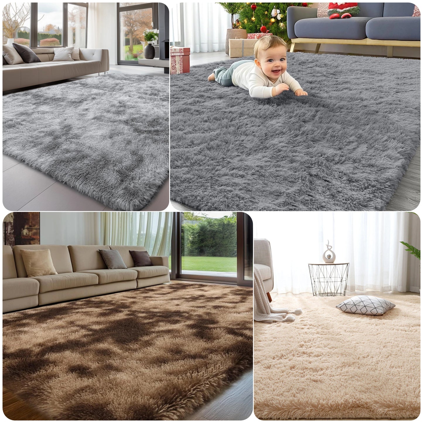 Fluffy Rugs Large Shaggy Rug Bedroom Living Room Anti Slip Soft Carpet Floor Mat A+