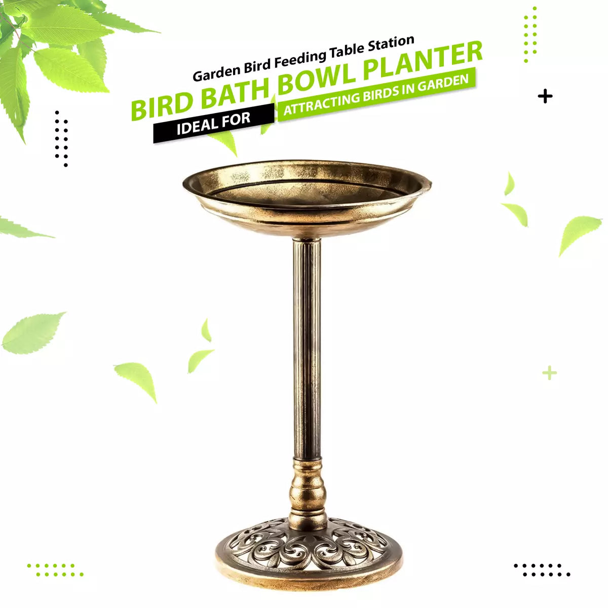 Outdoor Patio Garden Bird Bath Traditional Ornament Pedestal Birds Water Bowl