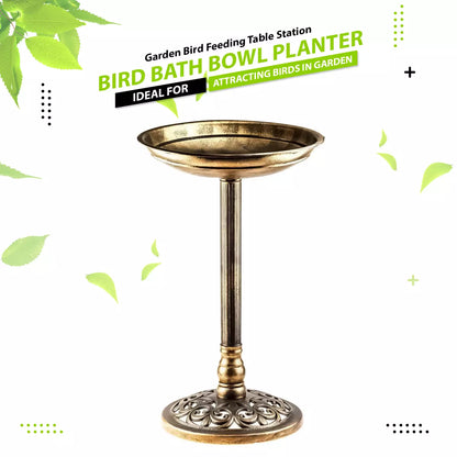 Outdoor Patio Garden Bird Bath Traditional Ornament Pedestal Birds Water Bowl