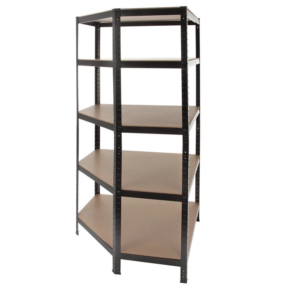 5 Shelf Heavy Duty Boltless Corner Shelving Unit Garage Shop Display Rack BLACK