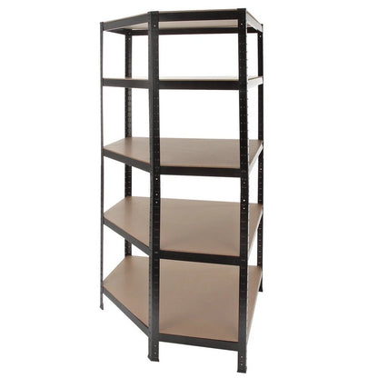 5 Shelf Heavy Duty Boltless Corner Shelving Unit Garage Shop Display Rack BLACK
