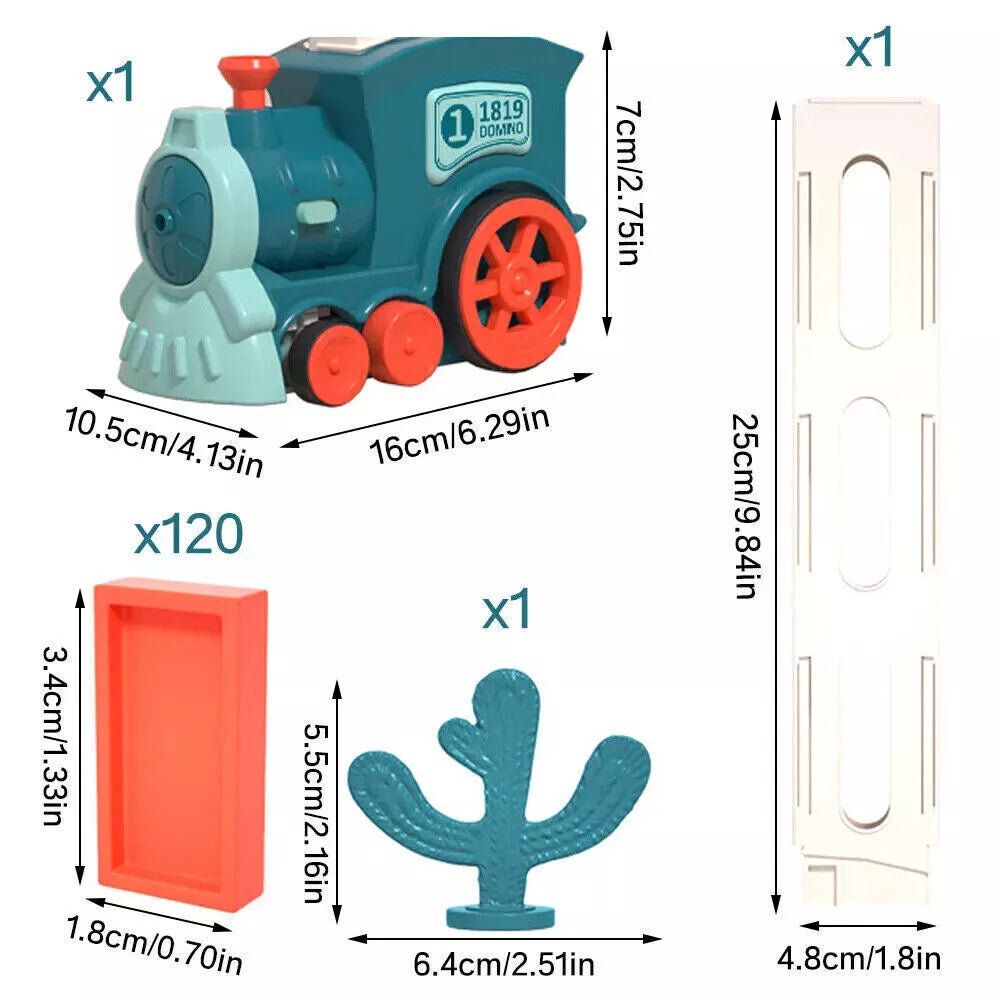 Domino Train Toy Set Automatic  Domino Blocks Laying Electric Train w/ Sound+