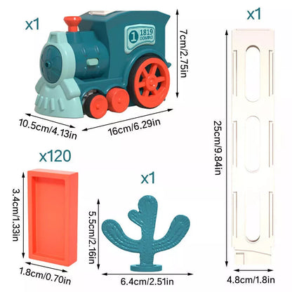 Domino Train Toy Set Automatic  Domino Blocks Laying Electric Train w/ Sound+