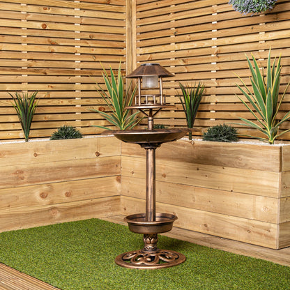 110cm Bronze Effect Resin Garden Bird Bath & Table with Solar Light