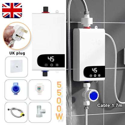 Electric Tankless Instant Water Heater Shower Head Kitchen Under Sink Bathroom