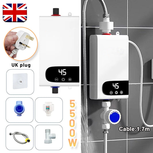 Electric Tankless Instant Water Heater Shower Head Kitchen Under Sink Bathroom