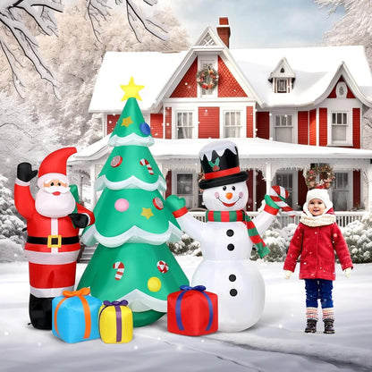 Christmas Inflatable Santa Snowman Tree Outdoor Decor LED Light Holiday Blow Up