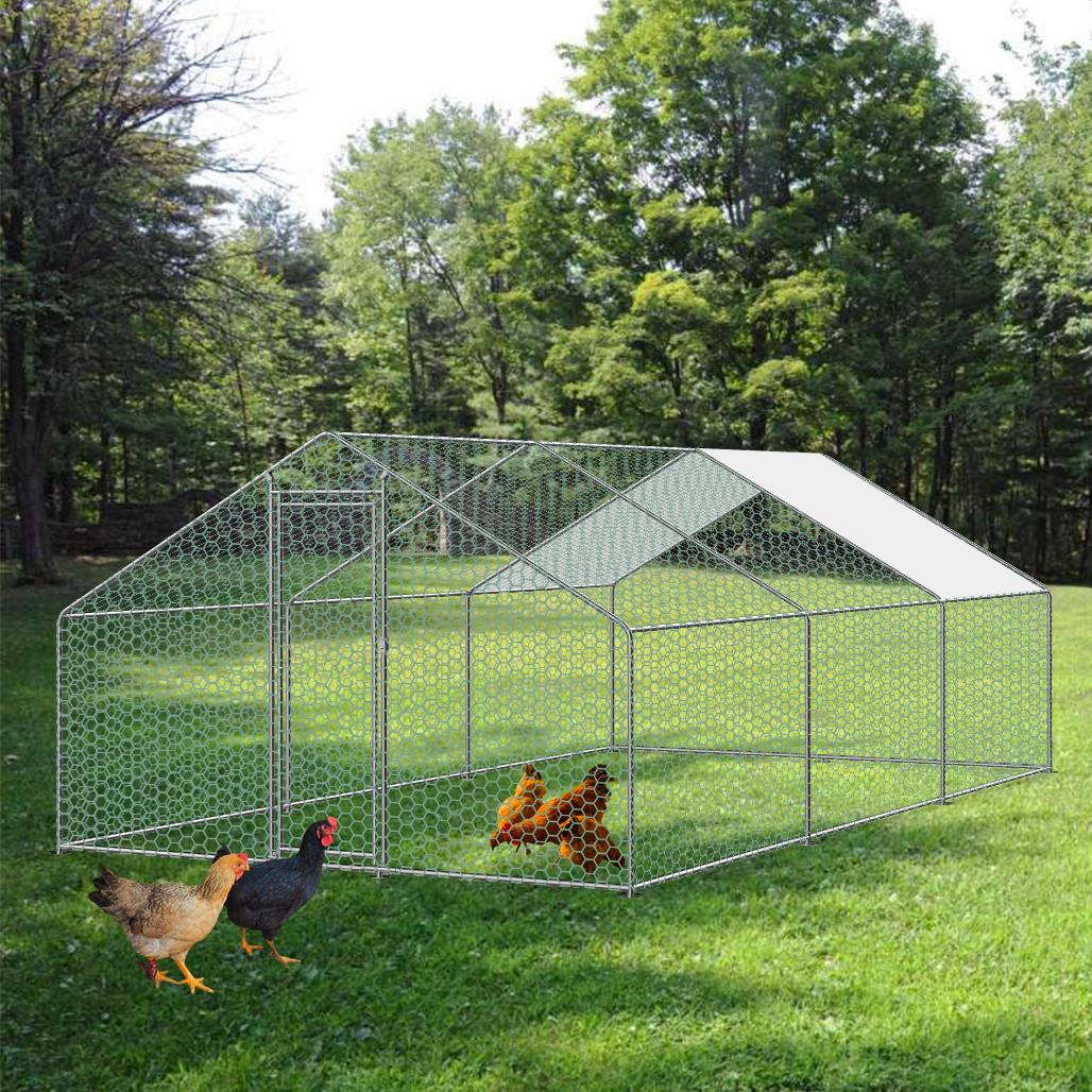6x3m LARGE OUTDOOR METAL WALK IN CHICKEN HEN POULTRY COOP RUN CAGE PEN HUTCH KENNEL