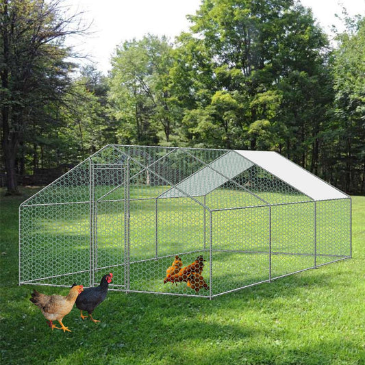 6x3m LARGE OUTDOOR METAL WALK IN CHICKEN HEN POULTRY COOP RUN CAGE PEN HUTCH KENNEL