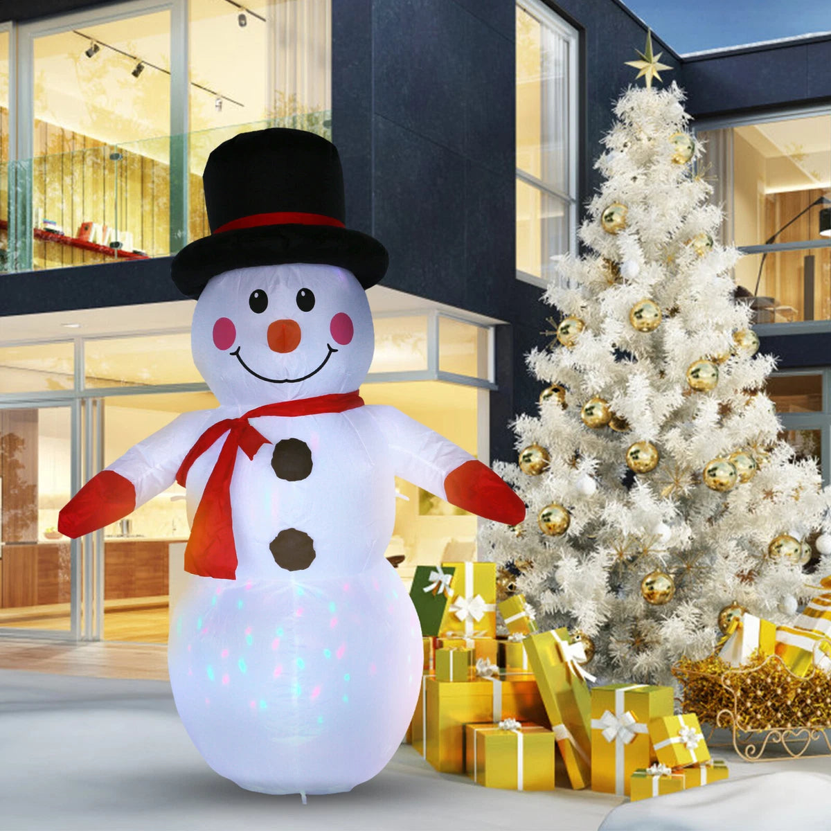 4FT Christmas Inflatable Snowman w/ LED Light Xmas Air Blown Outdoor Yard Decor