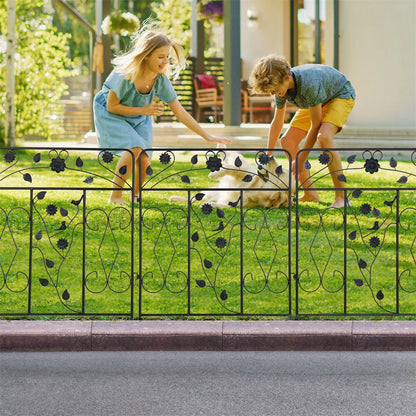 5x Metal Garden Fence Panels Vertical Rails Pet Dog Kennel Fence Barrier Walkway