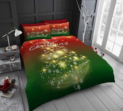 CHRISTMAS DUVET COVER SET Reversible Quilt XMAS Bedding Set