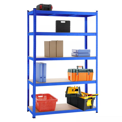 Warehouse 5 Tier Racking Shelf Heavy Duty Steel Garage Shelving Unit Garden Shed Shelving, 2 sizes Blue